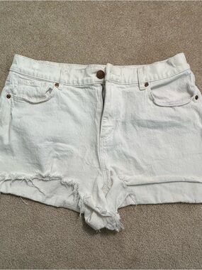 White LOFT Frayed Hem Denim Shorts